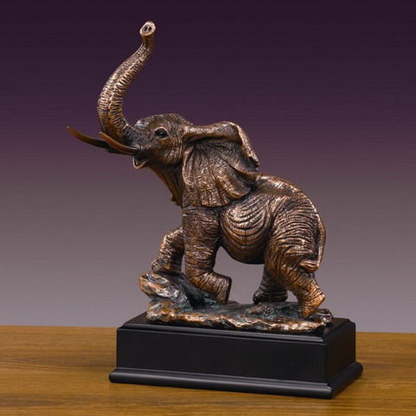 Elephant Trunk Raised Sculpture Charging Figurine Wildlife African